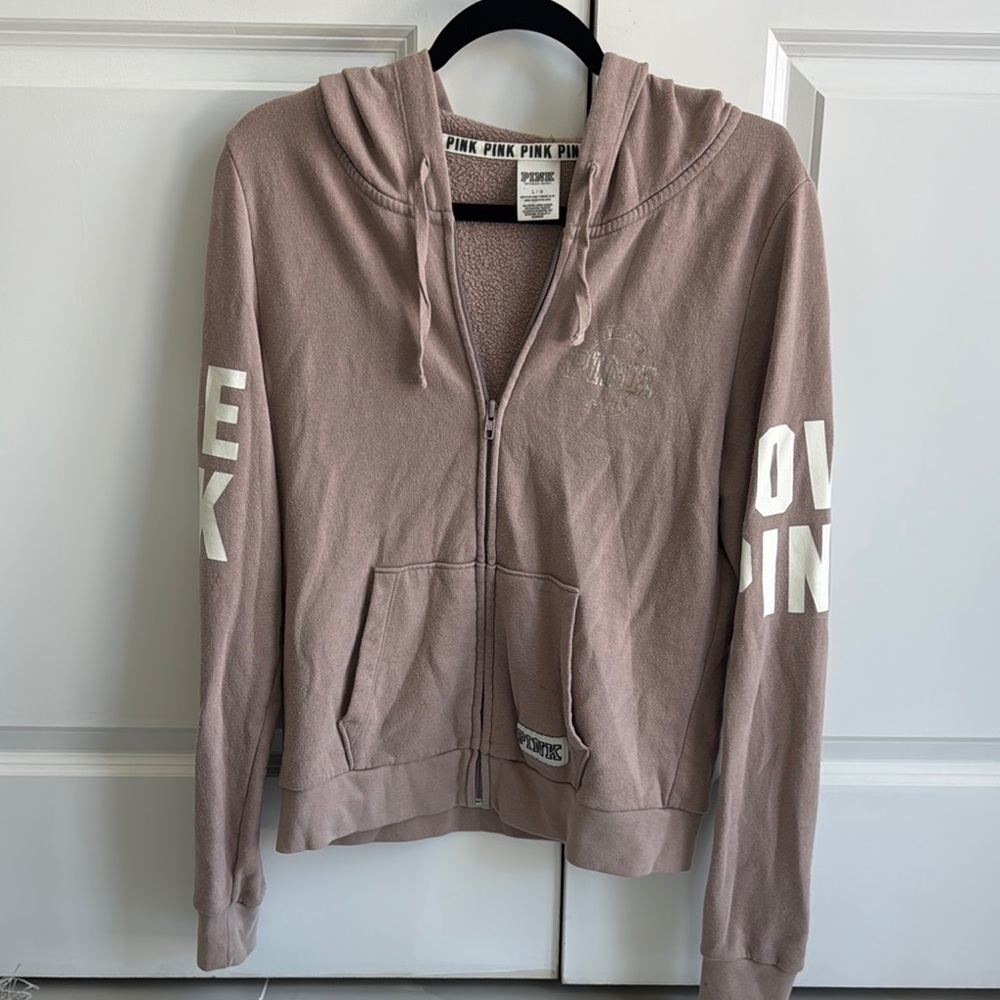 Pink full zippered hoodie